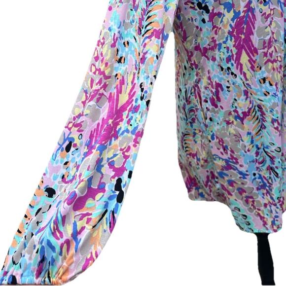 Blush Floral Long Sleeve Dress Women’s Size Large L Transitional Spring Beachy - Picture 5 of 11